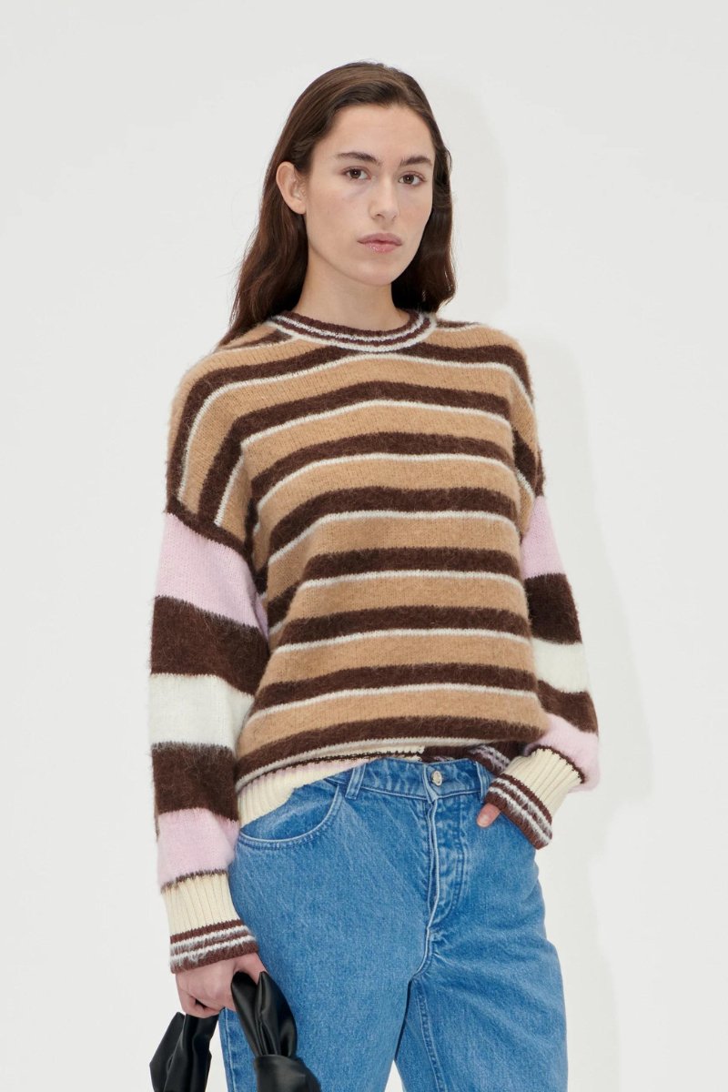 Long Sleeve Crew Knit in Multi Stripes - Stine Goya - Archery Close
