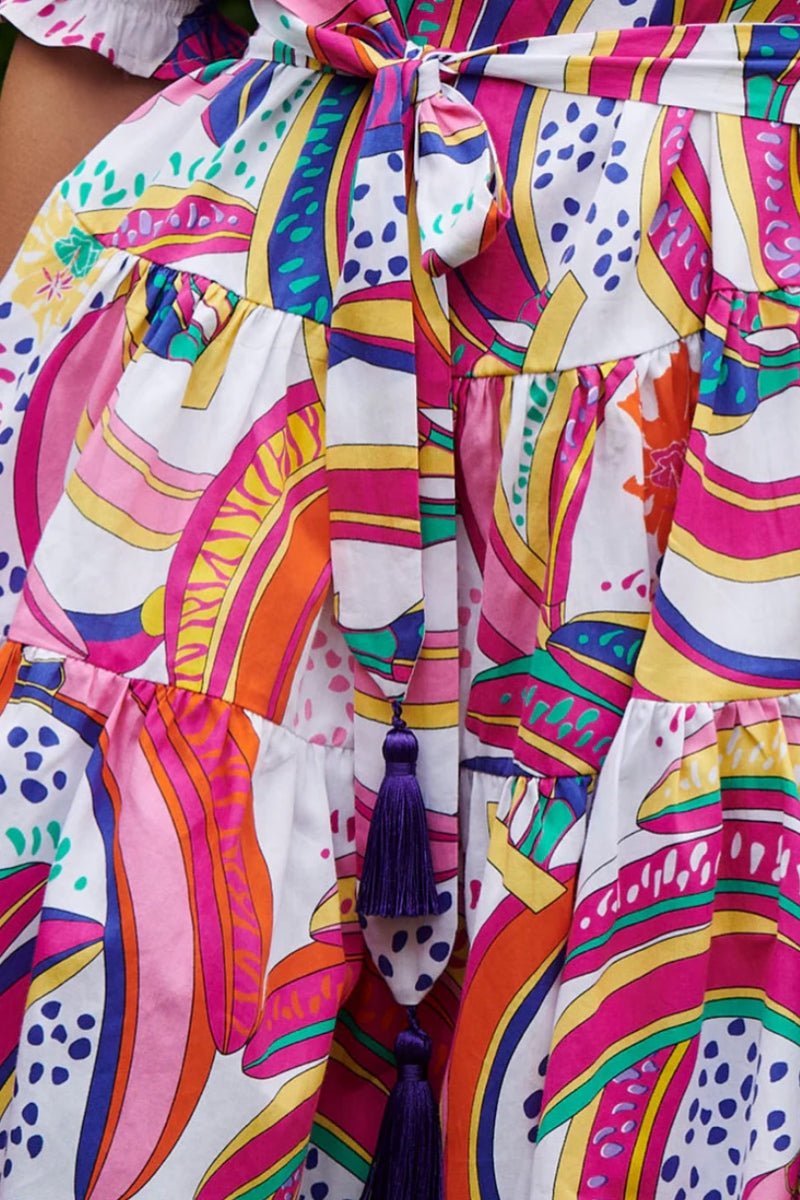 Long Sleeve Ruffle dress in Bora Bora - Paolita - Archery Close