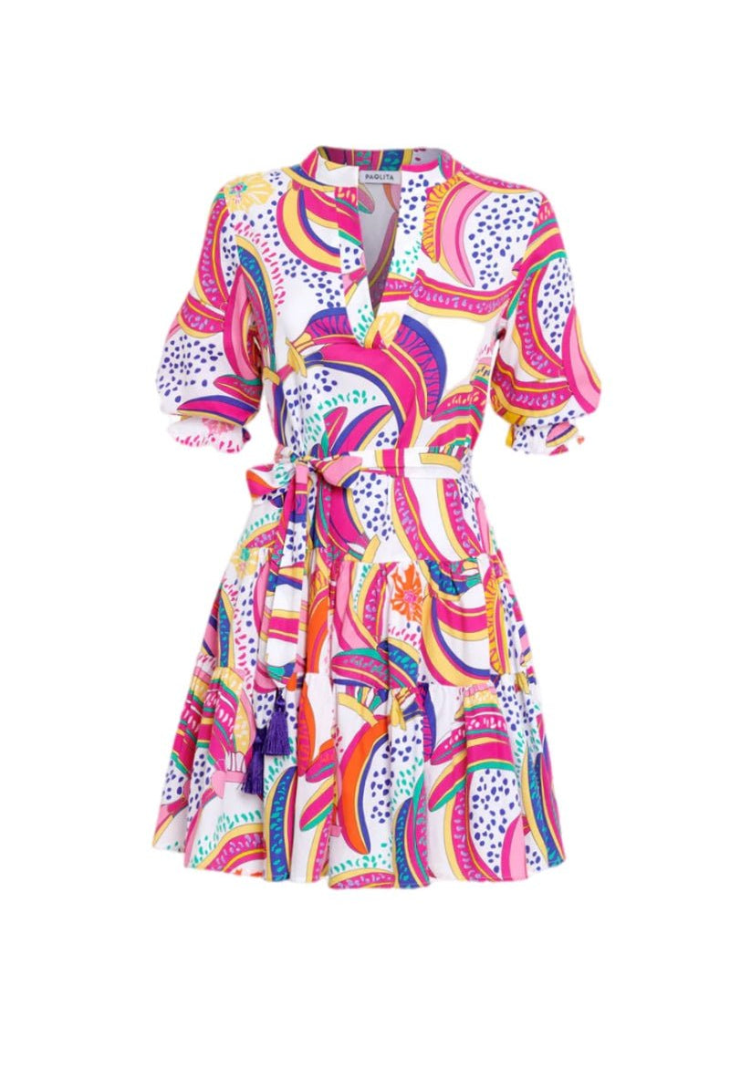 Long Sleeve Ruffle dress in Bora Bora - Paolita - Archery Close