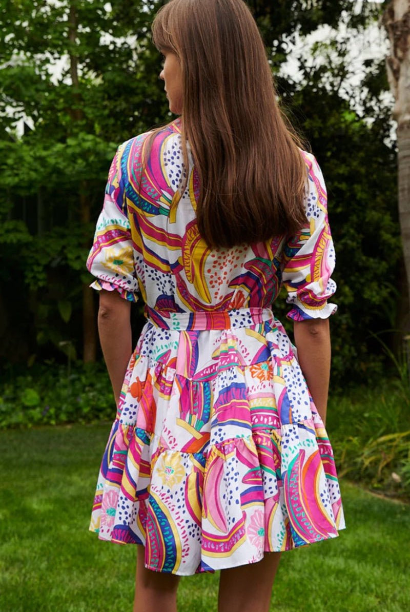 Long Sleeve Ruffle dress in Bora Bora - Paolita - Archery Close