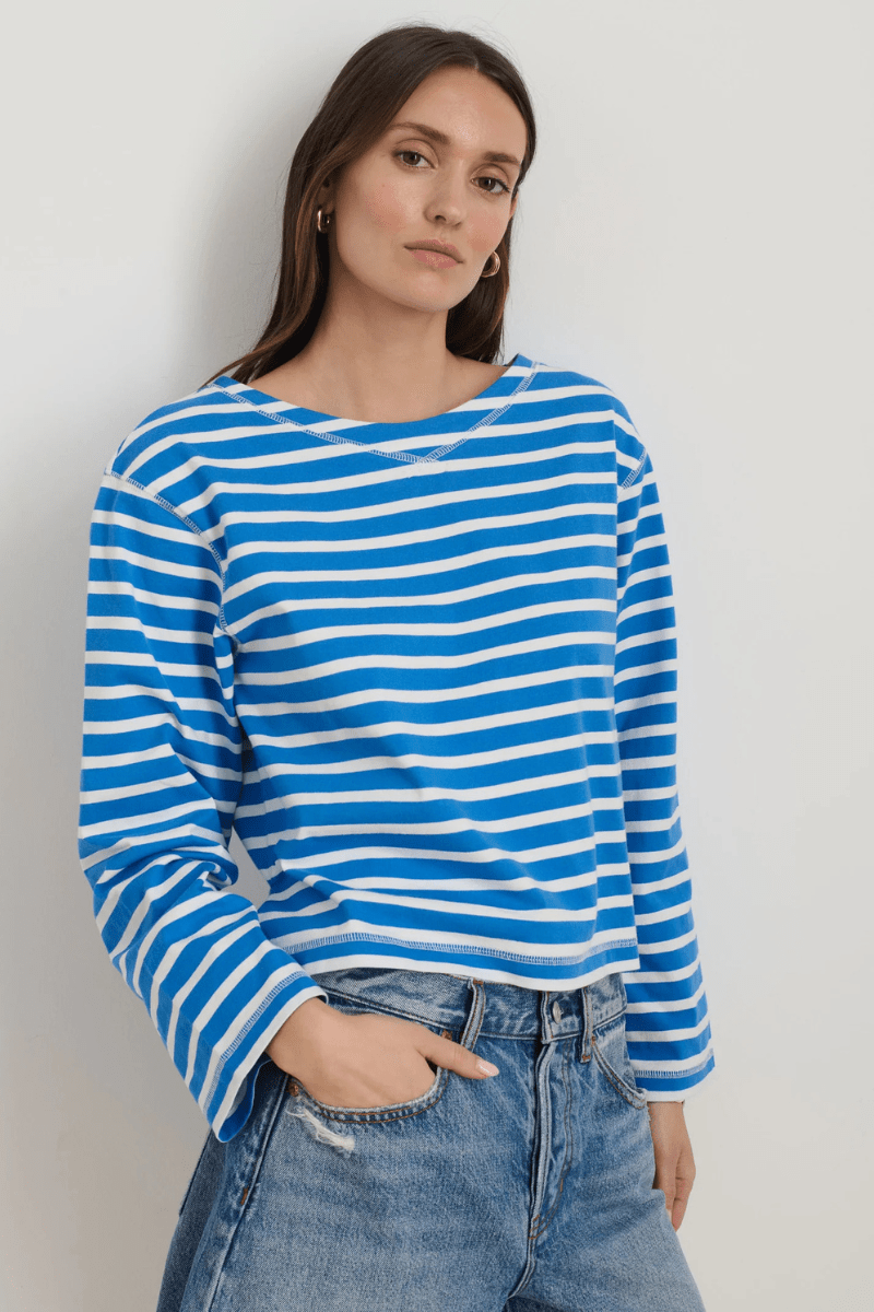 Marseille Striped Boatneck Tee In Cotton - Alex Mill - Archery Close