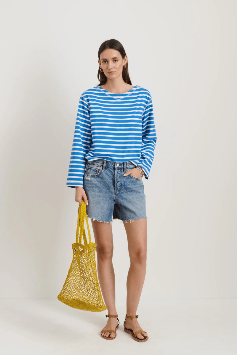 Marseille Striped Boatneck Tee In Cotton - Alex Mill - Archery Close