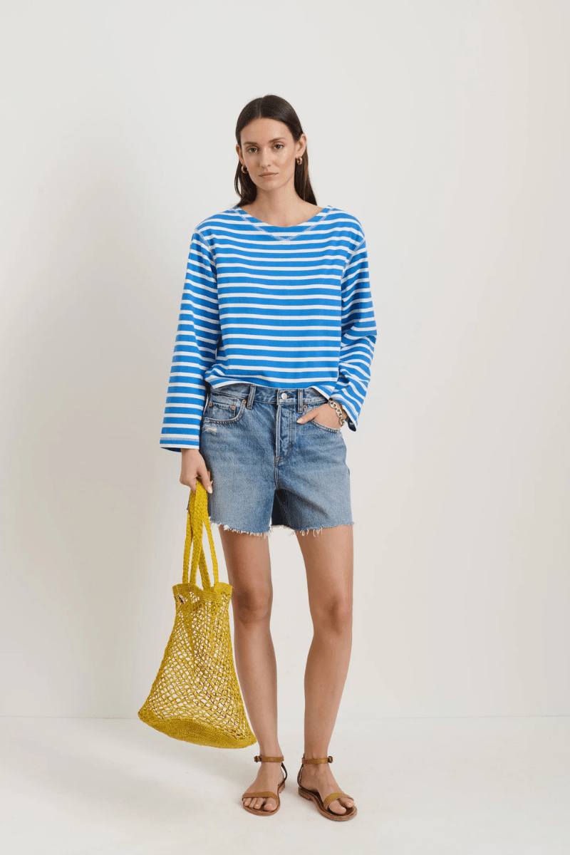Marseille Striped Boatneck Tee In Cotton - Alex Mill - Archery Close