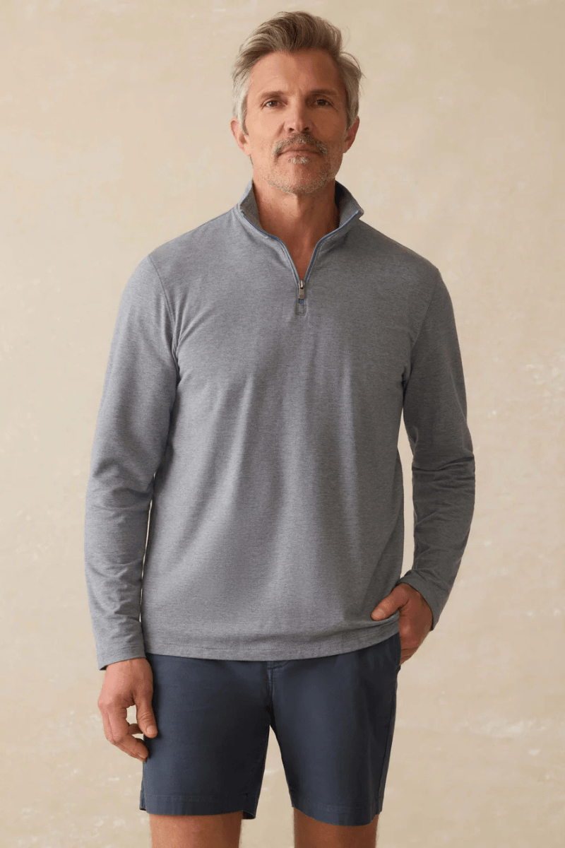 Movement Quarter Zip in Charcoal Stream - Faherty Brand - Archery Close