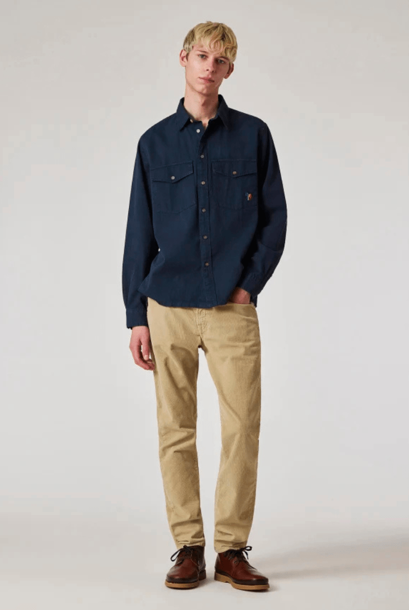 Navy 'Broad Stripe Zebra' Cotton - Twill Pocket Shirt - Paul Smith - Archery Close