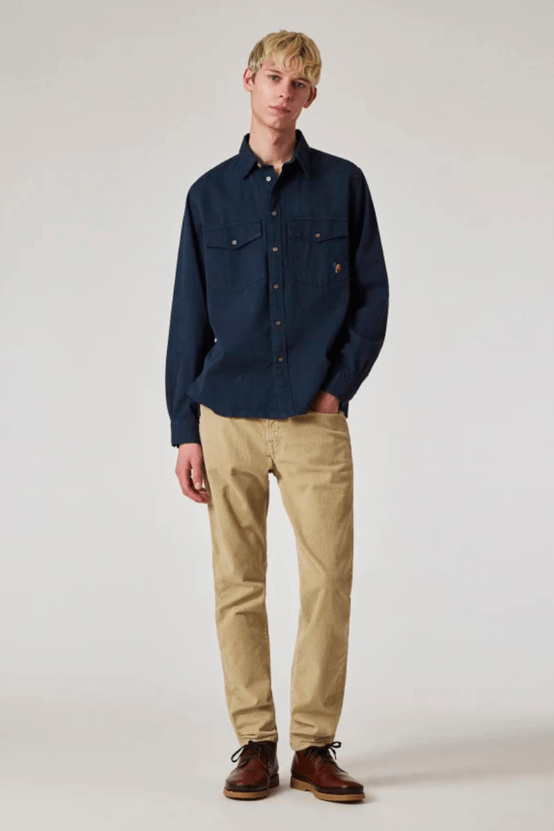 Navy 'Broad Stripe Zebra' Cotton - Twill Pocket Shirt - Paul Smith - Archery Close