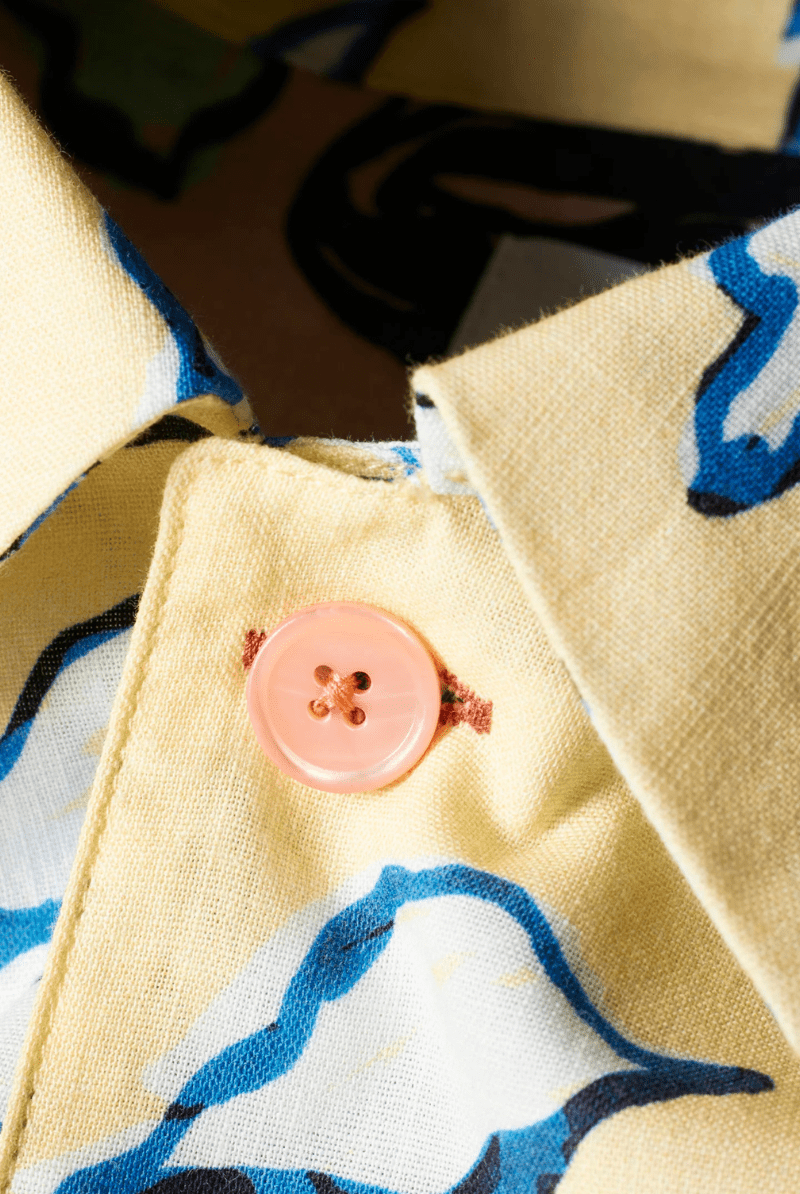 Pale Yellow Yukka Print Short Sleeve Shirt - Paul Smith - Archery Close