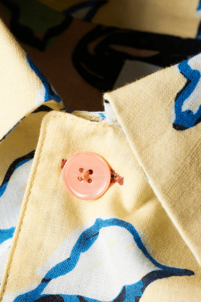 Pale Yellow Yukka Print Short Sleeve Shirt - Paul Smith - Archery Close