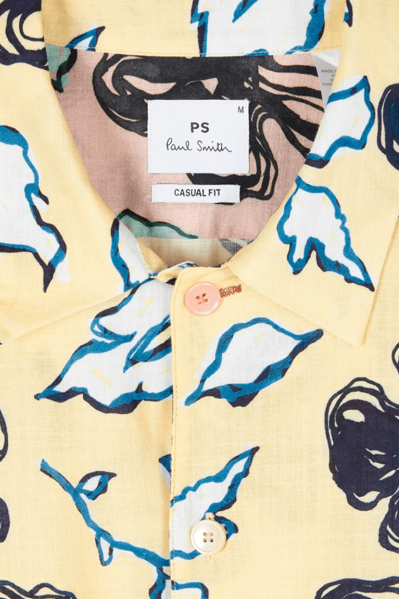 Pale Yellow Yukka Print Short Sleeve Shirt - Paul Smith - Archery Close