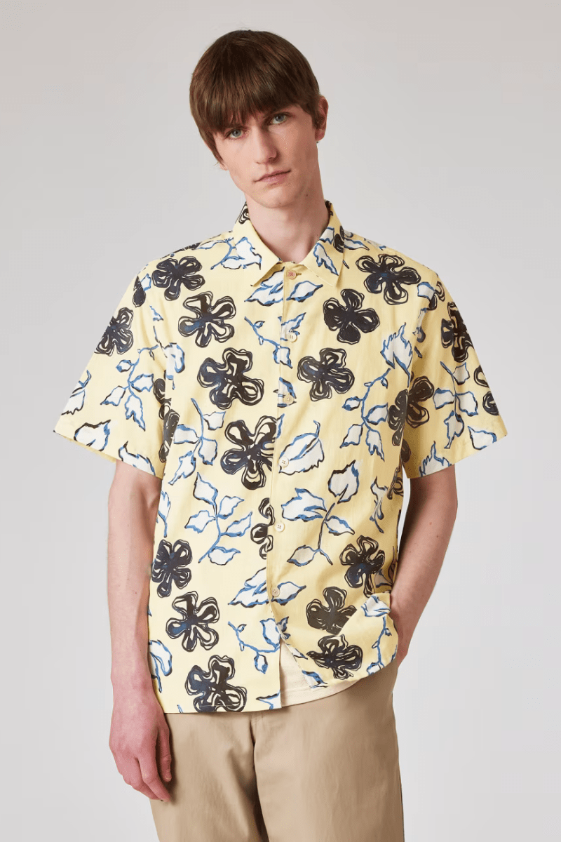 Pale Yellow Yukka Print Short Sleeve Shirt - Paul Smith - Archery Close