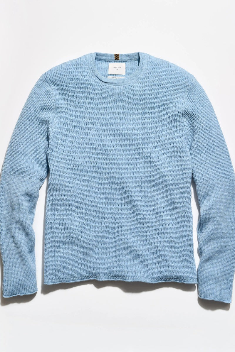Billy Reid Martin Mini Waffle Crew - Chambray Blue Heather
