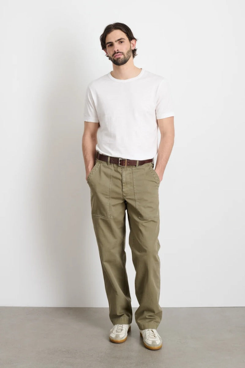 Alex Mill Field Pant in Herringbone - Vintage Olive
