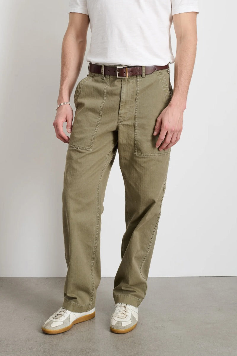 Alex Mill Field Pant in Herringbone - Vintage Olive