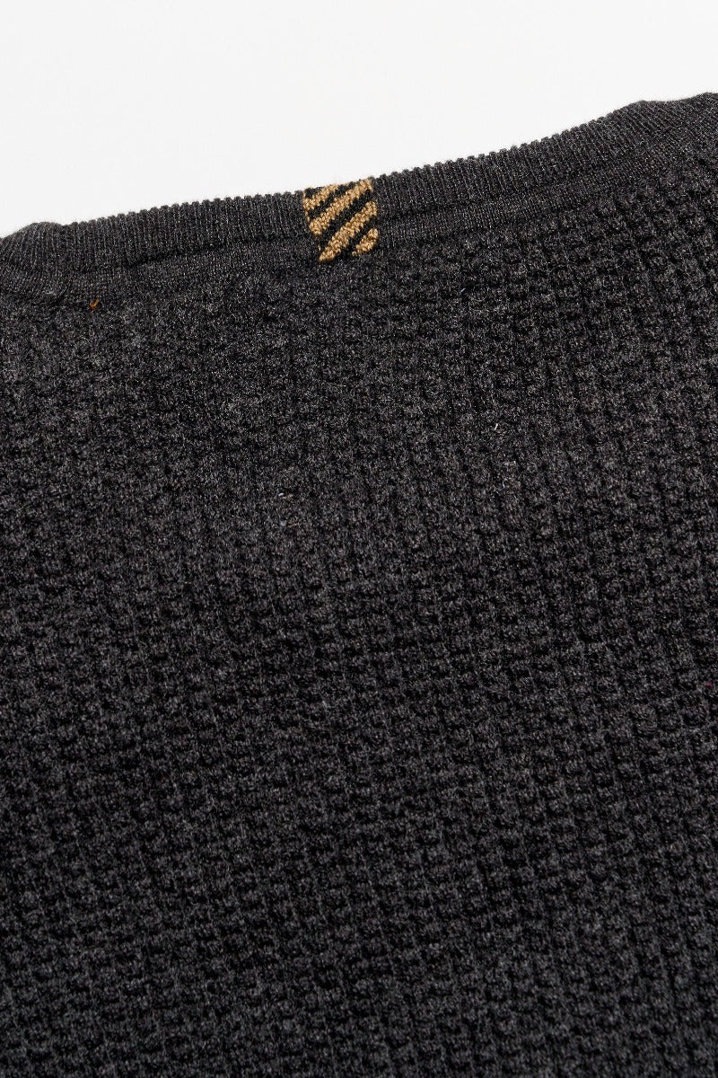 Billy Reid Martin Mini Waffle Crew - Charcoal Heather