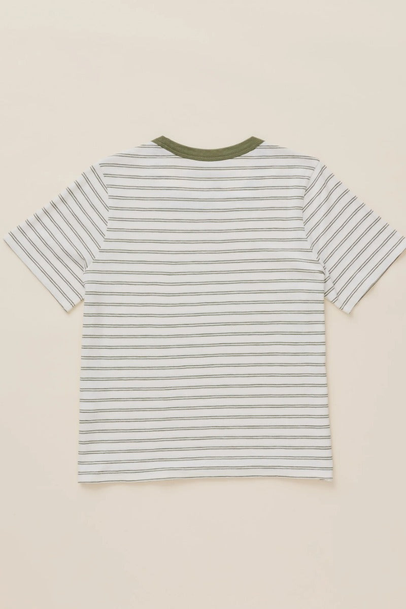 Faherty Brand Sunwashed Regenerative Tee - Four Leaf Clover Mini Stripe