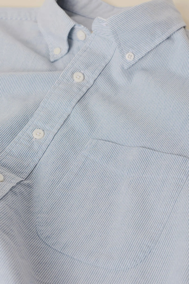 Faherty Brand Laundered Oxford Shirt - Classic Blue Stripe