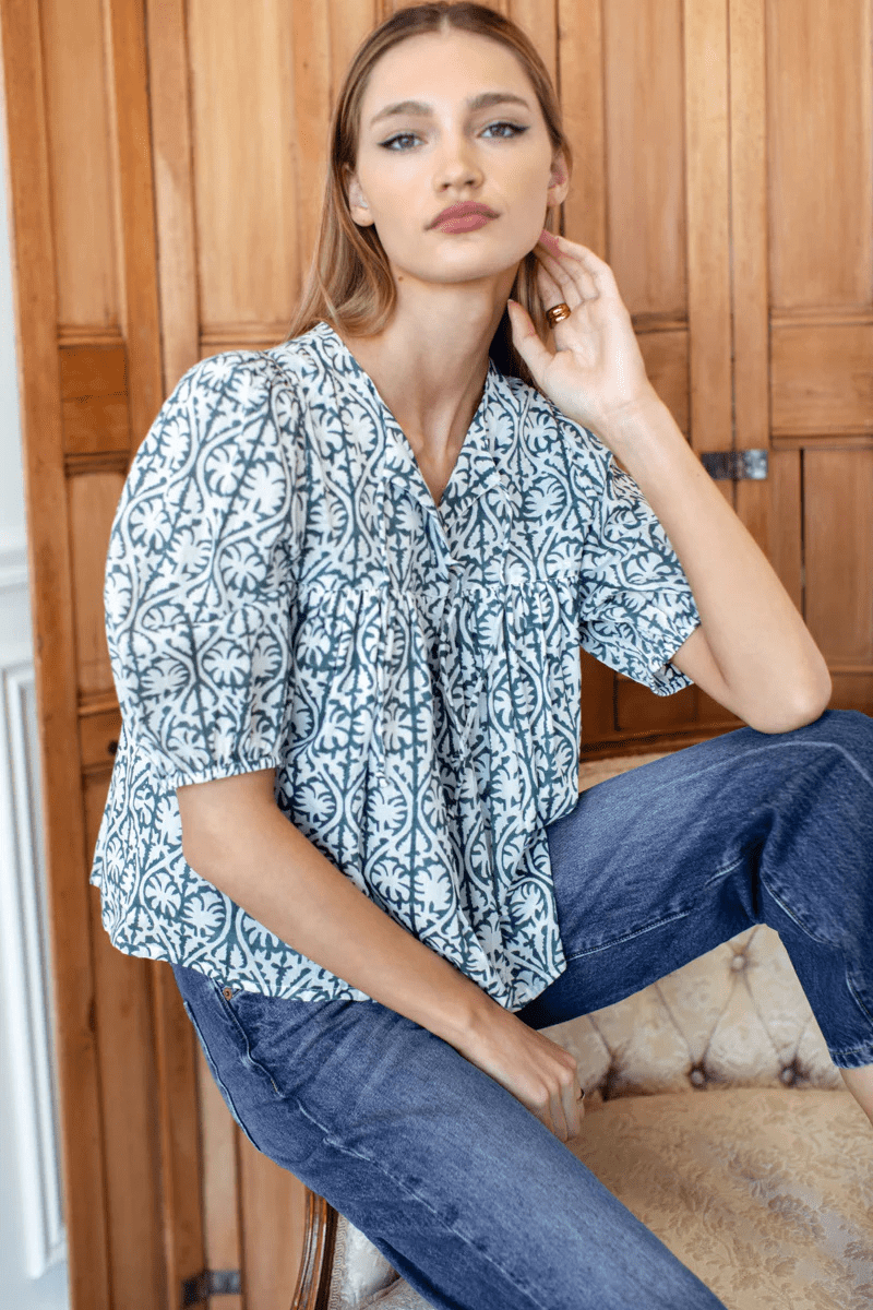 Puff Isla Top in Etoile Vine Forest - Emerson Fry - Archery Close