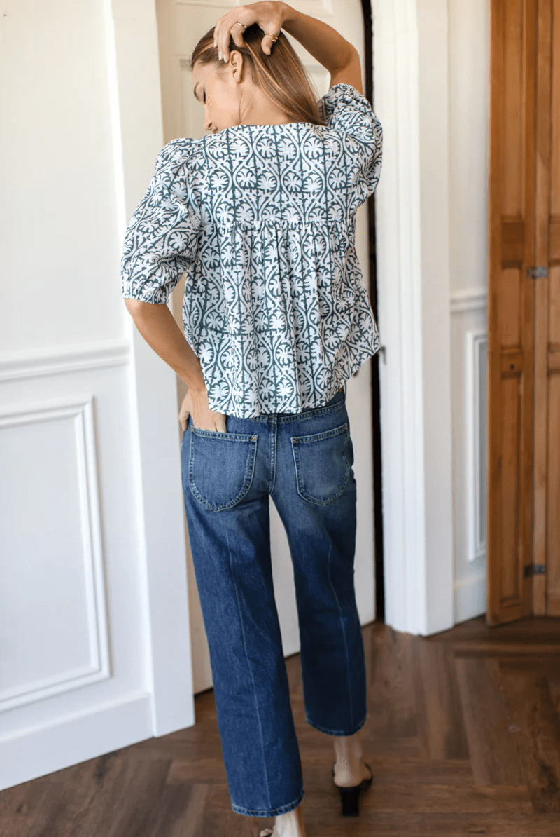 Puff Isla Top in Etoile Vine Forest - Emerson Fry - Archery Close