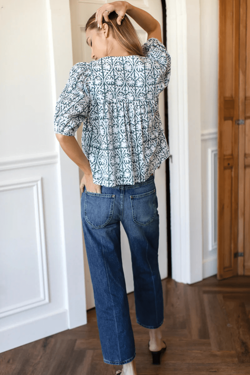 Puff Isla Top in Etoile Vine Forest - Emerson Fry - Archery Close