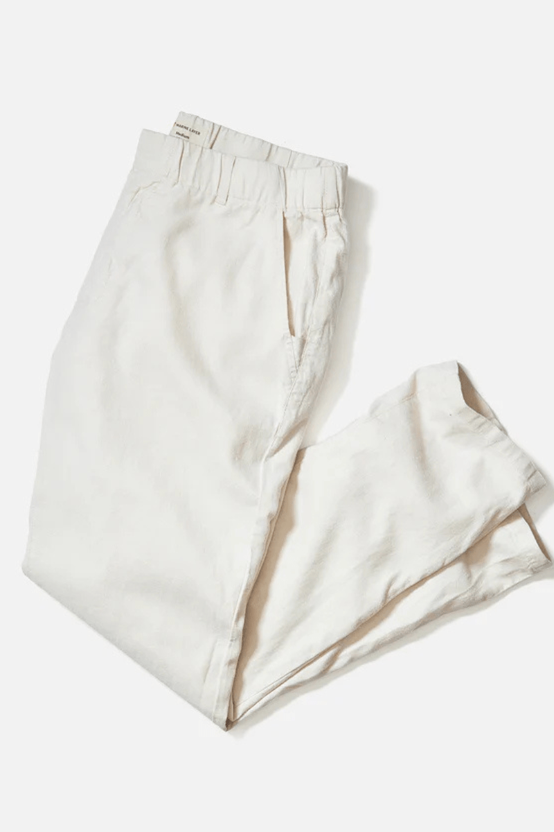Saturday Hemp Chino in Natural - Marine Layer - Archery Close