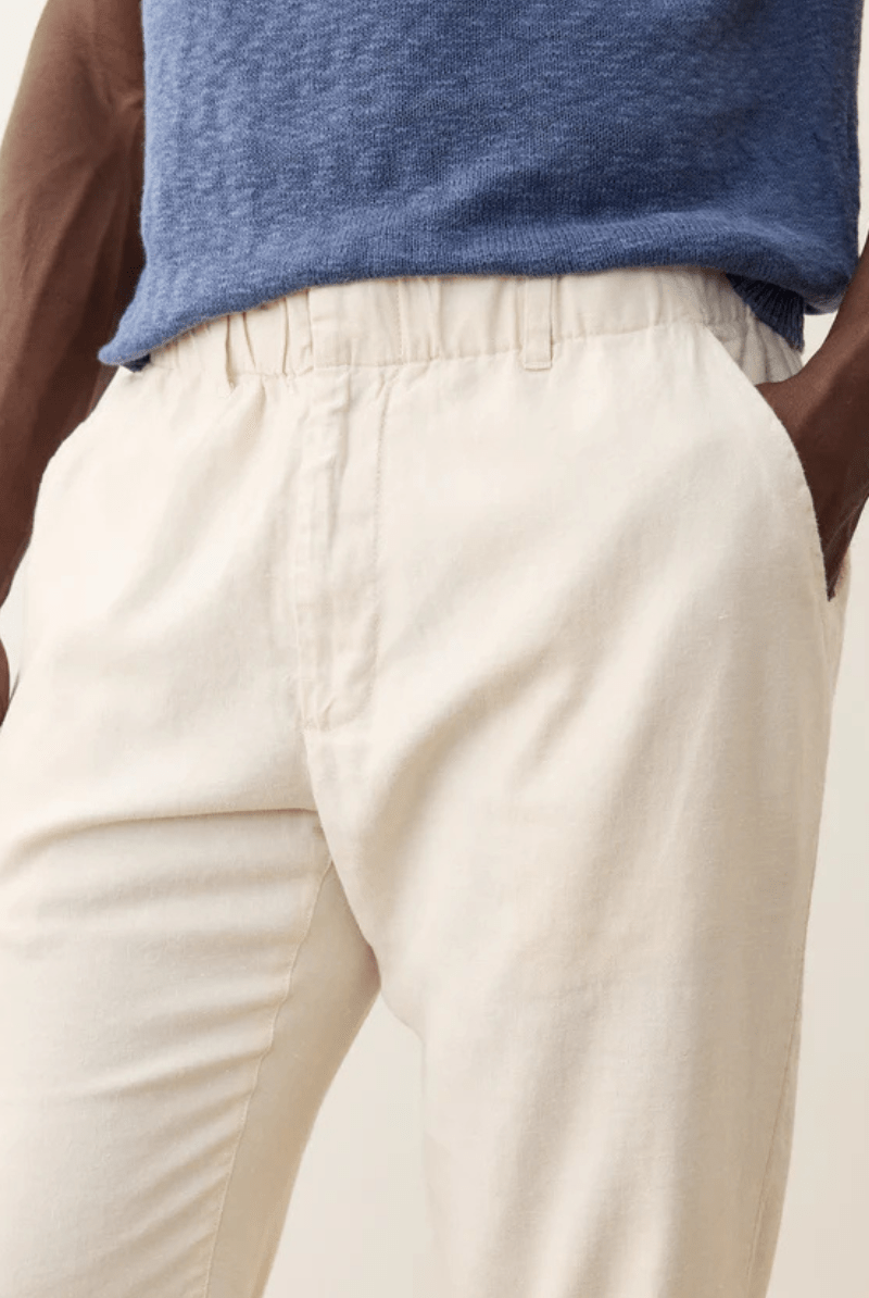 Saturday Hemp Chino in Natural - Marine Layer - Archery Close