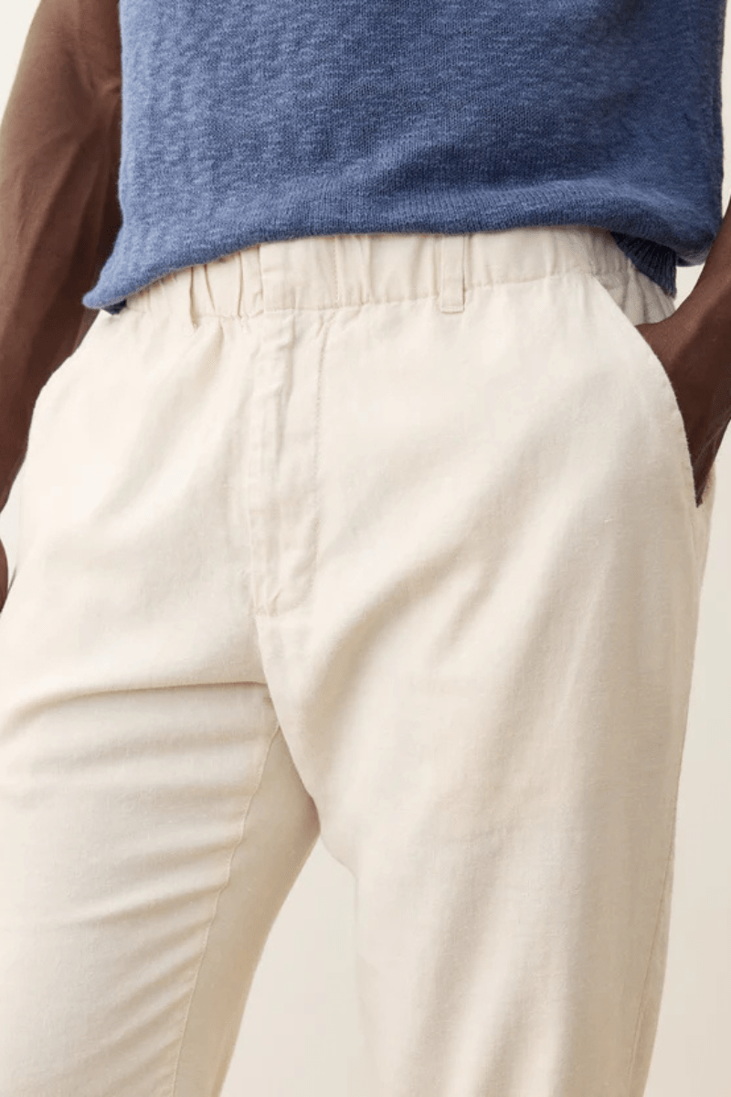 Saturday Hemp Chino in Natural - Marine Layer - Archery Close