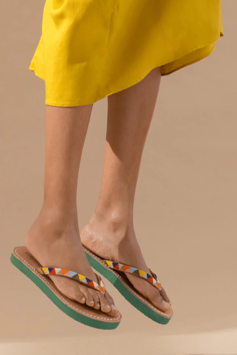 Seri SSG Leather Sandal Tribal/Green - Laidback London - Archery Close