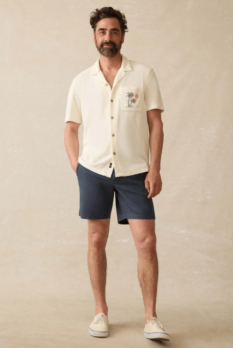 Short - Sleeve Cabana Towel Terry Shirt - Faherty Brand - Archery Close