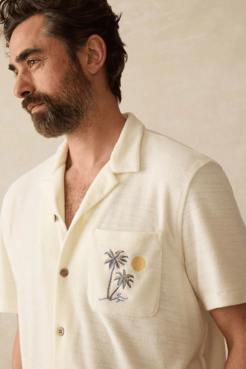 Short - Sleeve Cabana Towel Terry Shirt - Faherty Brand - Archery Close