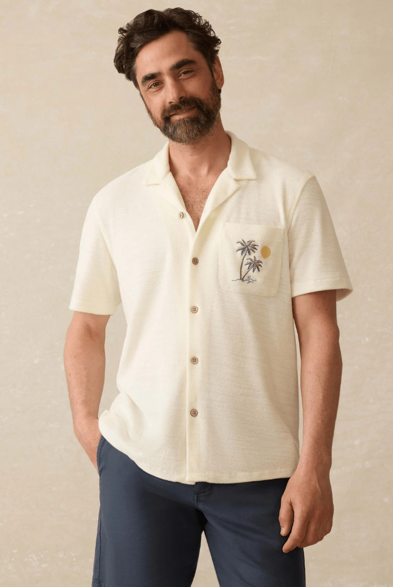 Short - Sleeve Cabana Towel Terry Shirt - Faherty Brand - Archery Close