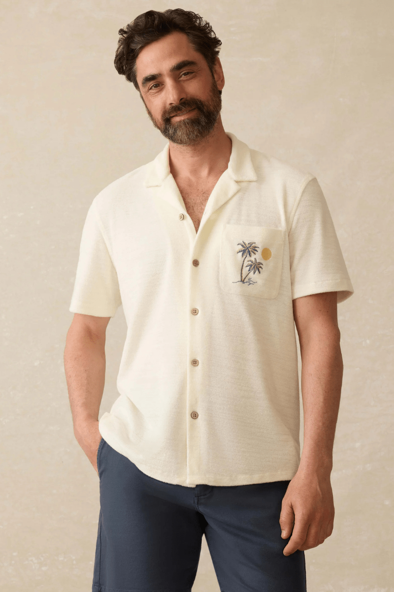 Short - Sleeve Cabana Towel Terry Shirt - Faherty Brand - Archery Close