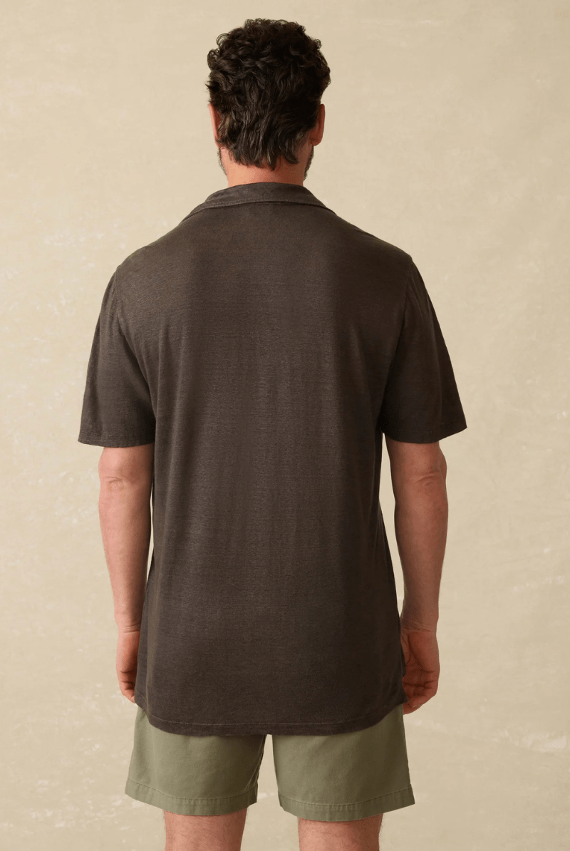 Short Sleeve Linen Polo - Faherty Brand - Archery Close