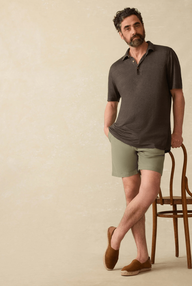 Short Sleeve Linen Polo - Faherty Brand - Archery Close