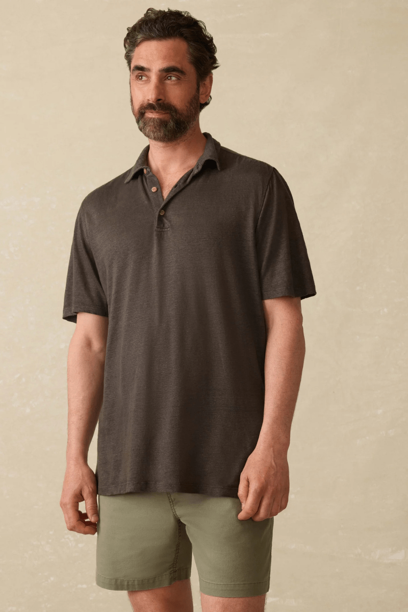 Short Sleeve Linen Polo - Faherty Brand - Archery Close