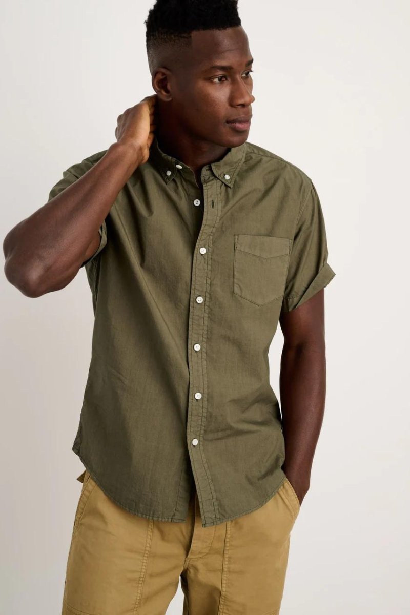 Alex Mill Short Sleeve Mill Shirt in Paper Poplin - Archery Close Men's