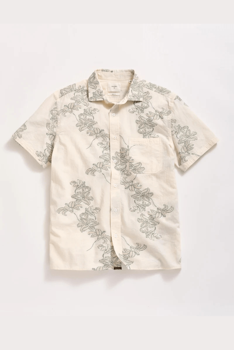 Short Sleeve Watercolor Lily Jacquard Treme Shirt - Billy Reid - Archery Close