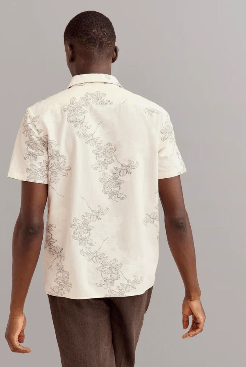 Short Sleeve Watercolor Lily Jacquard Treme Shirt - Billy Reid - Archery Close