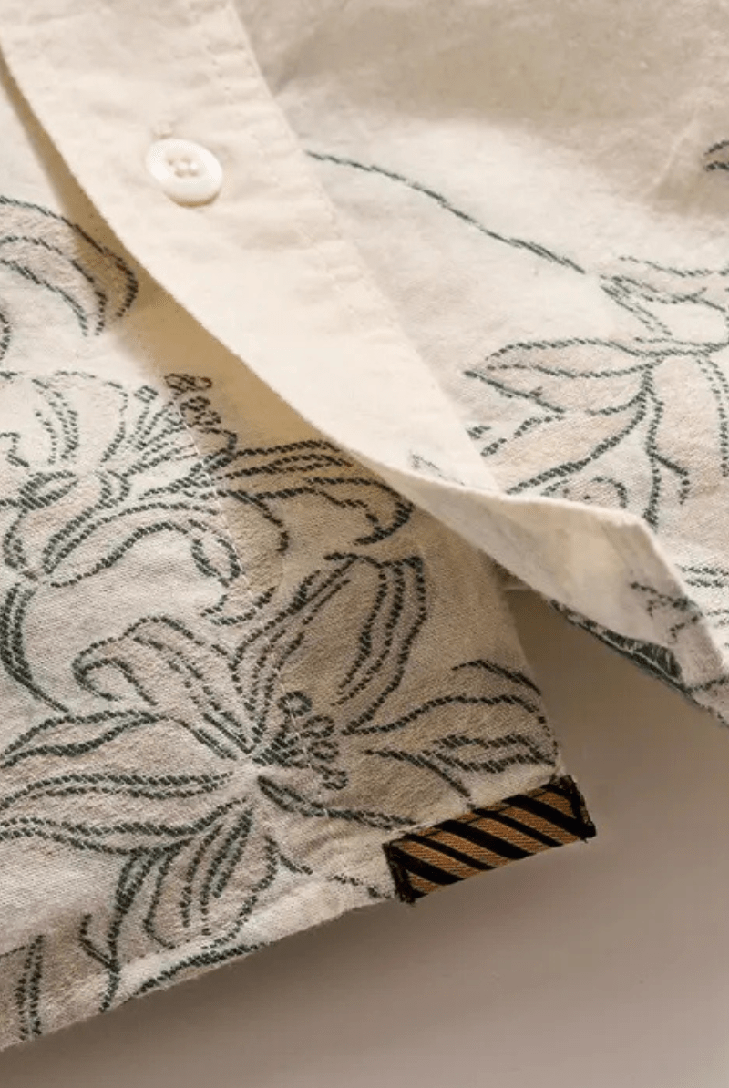 Short Sleeve Watercolor Lily Jacquard Treme Shirt - Billy Reid - Archery Close