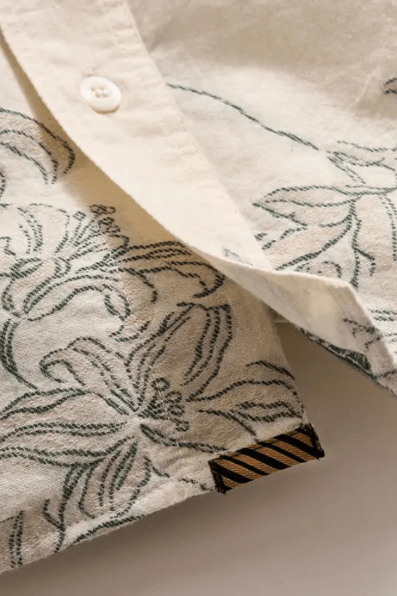 Short Sleeve Watercolor Lily Jacquard Treme Shirt - Billy Reid - Archery Close