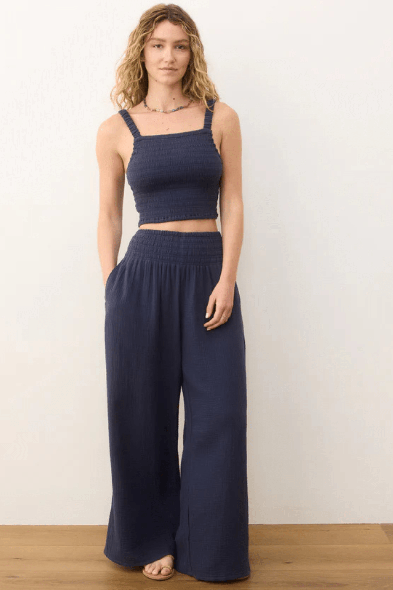 Sophia Double Cloth Palazzo Pant - Marine Layer - Archery Close
