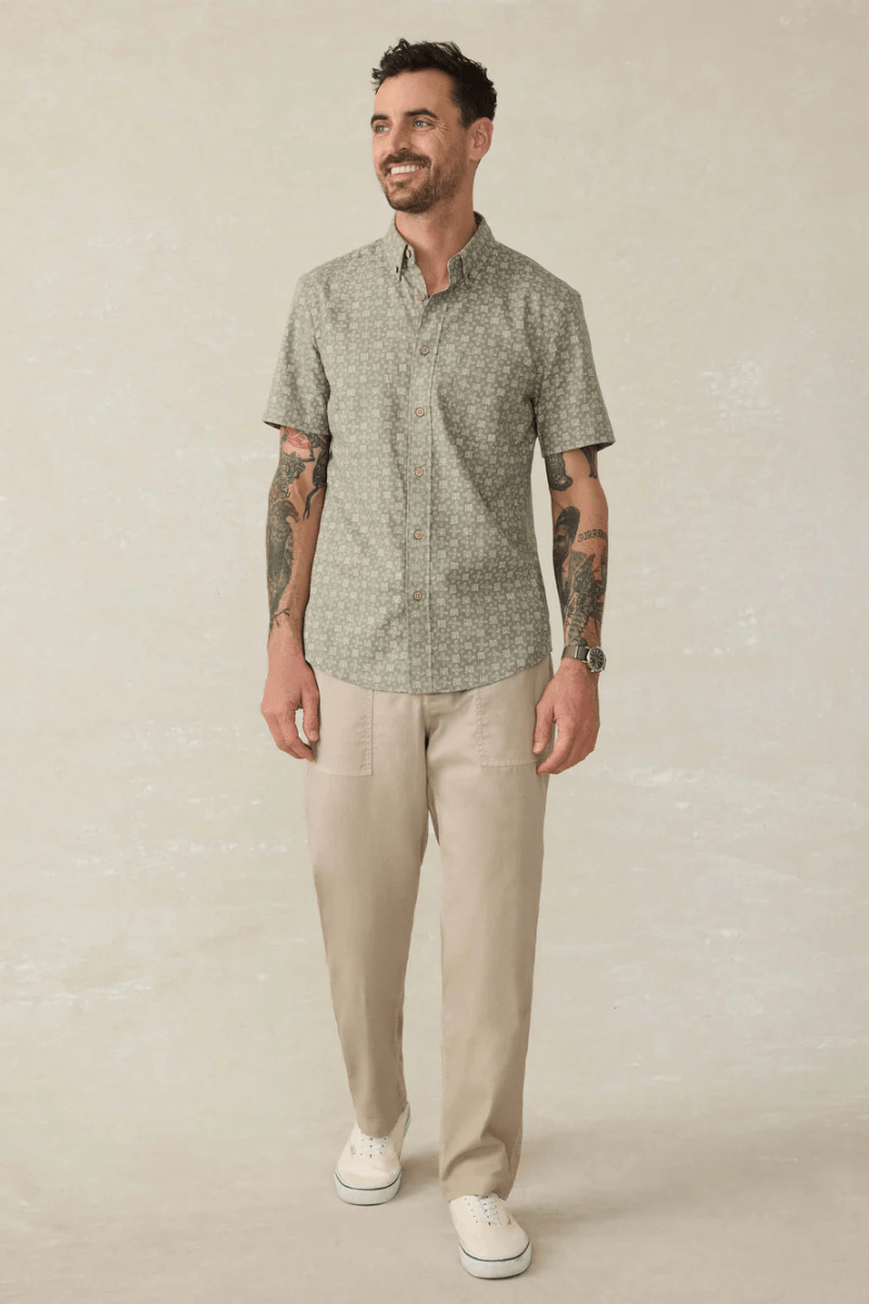 SS Breeze Shirt - Sundried Sage Emblem - Faherty Brand - Archery Close