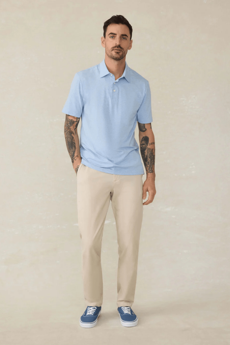 SS Movement Polo in Cardiff Blue Heather - Faherty Brand - Archery Close
