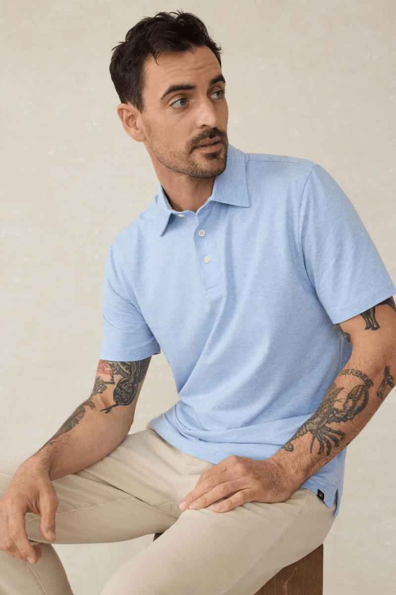 SS Movement Polo in Cardiff Blue Heather - Faherty Brand - Archery Close