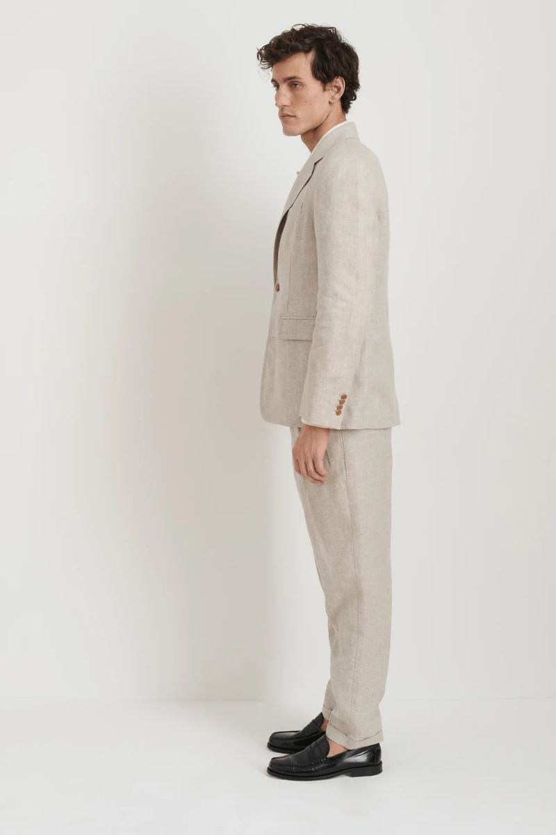 Standard Pleated Pant in Flax Linen - Alex Mill - Archery Close