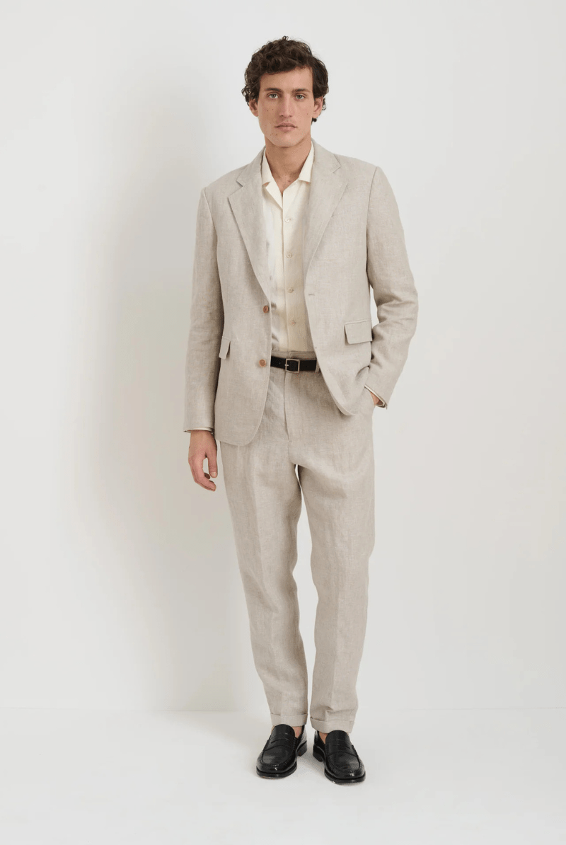 Standard Pleated Pant in Flax Linen - Alex Mill - Archery Close