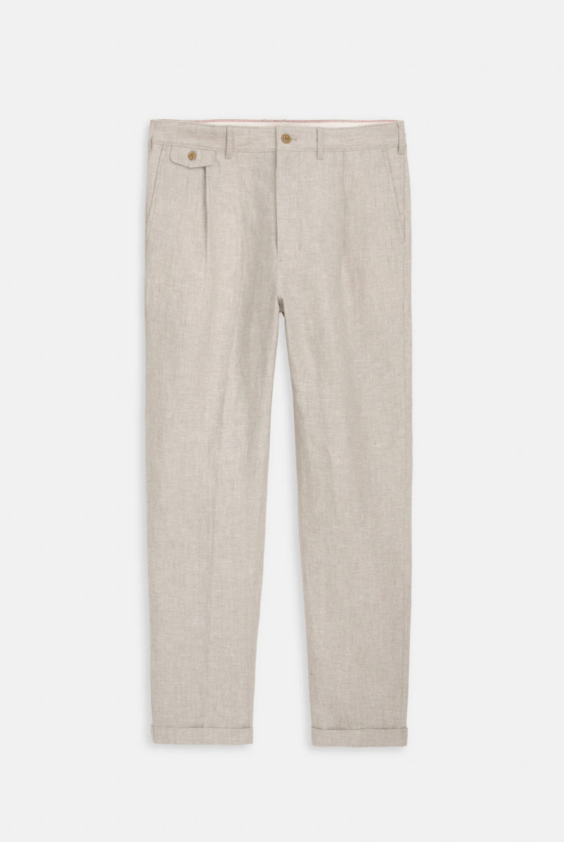 Standard Pleated Pant in Flax Linen - Alex Mill - Archery Close