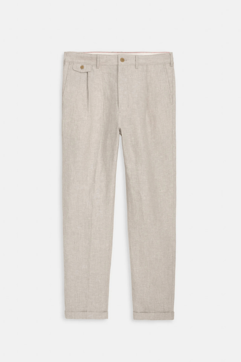 Standard Pleated Pant in Flax Linen - Alex Mill - Archery Close