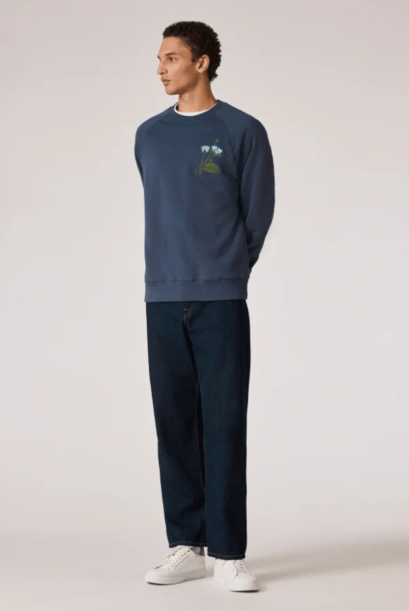 Steel Blue 'Floral' Embroidery Sweatshirt - Paul Smith - Archery Close