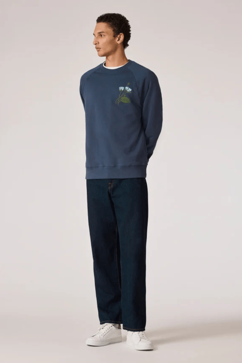 Steel Blue 'Floral' Embroidery Sweatshirt - Paul Smith - Archery Close