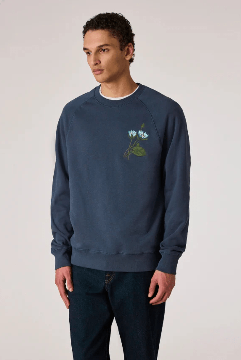 Steel Blue 'Floral' Embroidery Sweatshirt - Paul Smith - Archery Close
